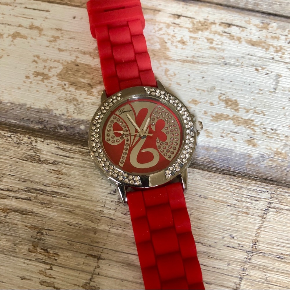 NEW✨ Red Silicone CZ Diamond Watch Bracelet